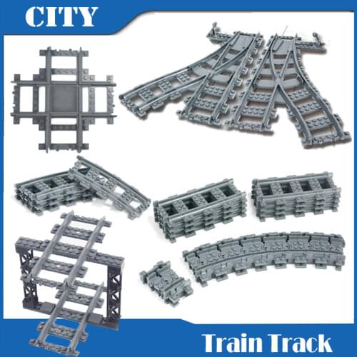 City Train Railway Track Model Sets Straight Curve Assembled Building Blocks DIY Construction Toys compatible All Brand