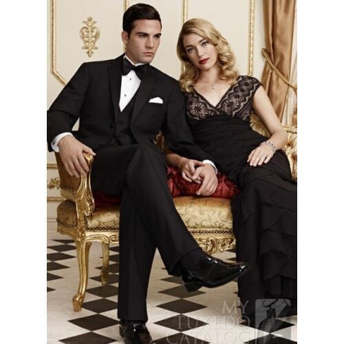 2015 New Style Mens Black Suits Jacket Pants Formal Dress Men Suit Men Wedding Suits Groom Tuxedos (jacket+pants+vest+tie))