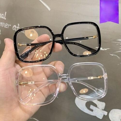 2021 new anti-blue glasses black frame plain face fashion luxury shades glasses frame trendy flat mirror female UV400