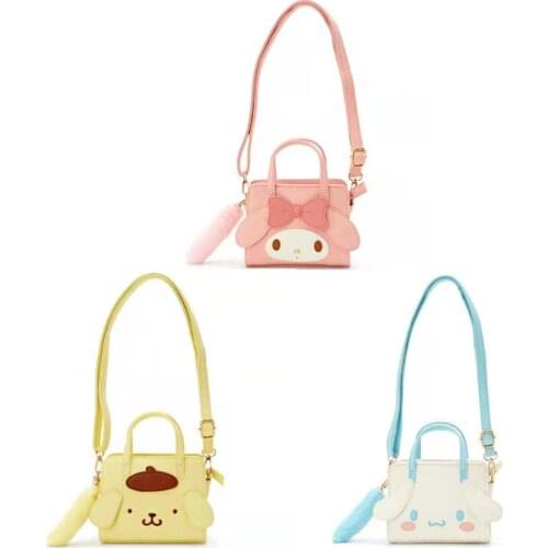 New Cinnamoroll Sanrio Plush My Melody kawaii Anime Cute Dolls PU Crossbody Bag Plush Toys For Girls Kids Toys Birthday Gift