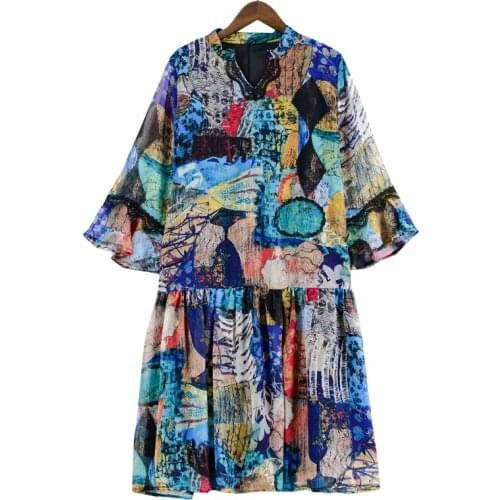 Floral Print Elegant Vestido Festa Pastel Women Dress Boho A-line Ukraine Vacation Ruffle Dress Women Trendy Vestidos