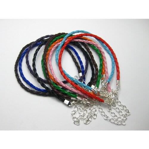 20 Mixed Colour Leatheroid Braided String Bracelets