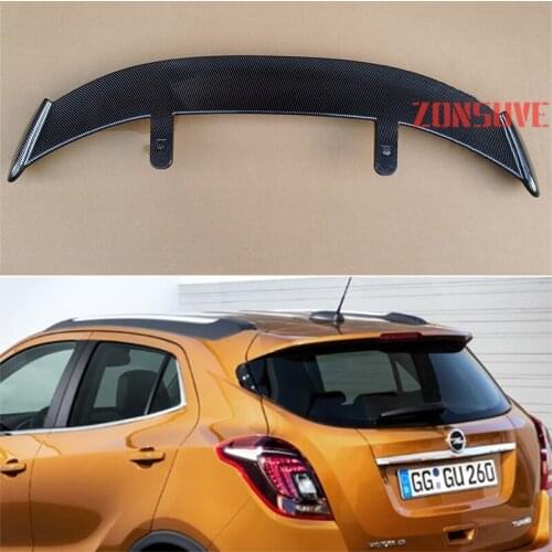 Use For Opel 2013-2016 Mokka ABS Plastic Carbon Fiber Look Hatchback SUV Roof Rear Wing Body Kit Accessories