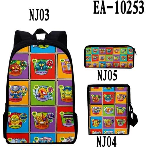 Weysfor 3 Pcs / Set Super Zings Series Kindergarten Backpack Cartoon Game Superzings Kids Bag Waterproof Children Daily Mochila