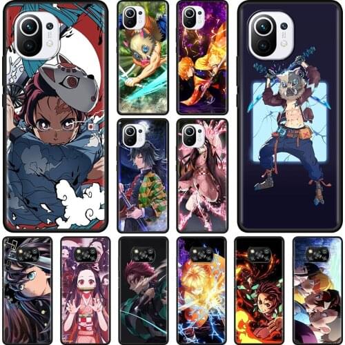 SmartPhone Case For Xiaomi Poco X3 NFC F3 X3 GT M3 Pro 5G for Mi pocophone F1 Silicone Fundas Fitted Shell Anime Demon Slayer
