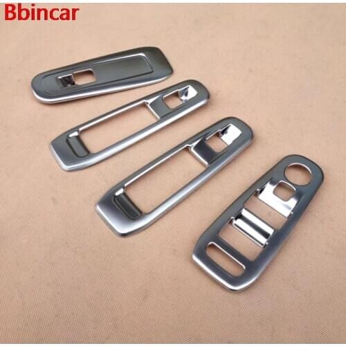 Bbincar Car Cover styling ABS Chrome Door Armrest Window Lifter Switch Button Regulator Knob Trim 4pcs For PEUGEOT 308 2014 2015