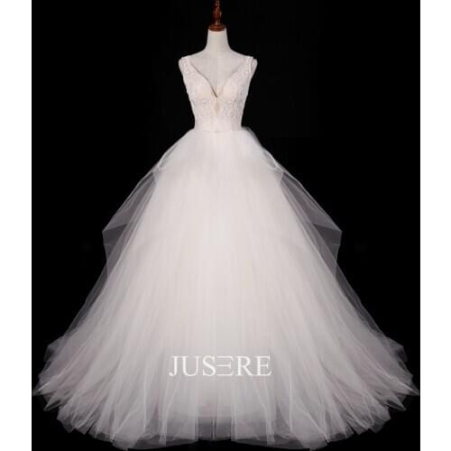 Champagne A-Line V-neck beads Sleeveless wedding dress bridal dress bridal fashion court train bridetobe in stock