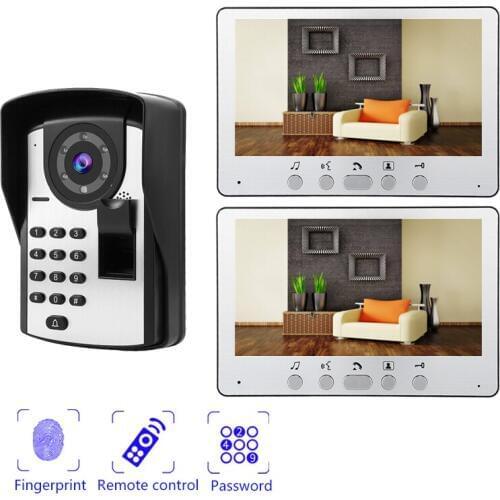 7 Inch Color Video Door Phone Fingerprint Password Unlock Home Security System Doorbell Intercom IR Camera Waterproof