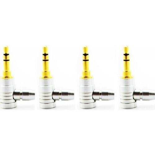 High Quality 5pcs/lots 3 Pole Male right angle 90 Degree Stereo Male Plug Golden Plated Solder Jack Connector
