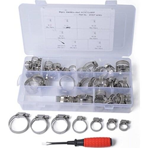54 pcs/Set Stainless Steel Mini Jubilee Fuel Hose Clamps Pipe Clips Fastener Tube Clamp Hoop for Home Tools Throat Reed