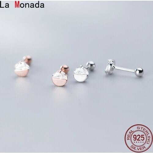 La Monada Korean Minimalist Women Earrings Silver 925 Round Fine Jewelry Silver 925 Stud Earrings For Women