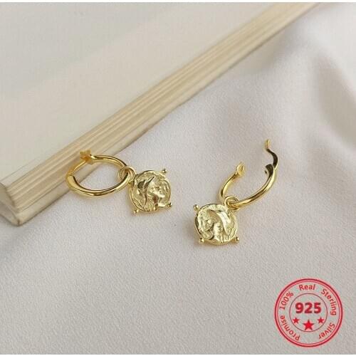 Korea New Style 925 Sterling Silver Earrings for Women Simple Fashion Chic Gold Round Hoop Earrings Jewelry