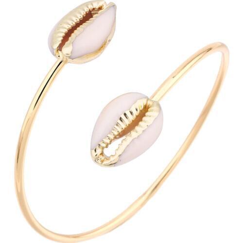 1PC Bohemia Natural Shell Gold Color Open Bracelet Women Elegant Fashion Beach Sea Conch Adjustable Bracelet Bangle Jewelry B12