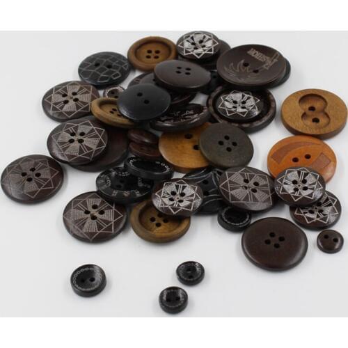10-50 PCs Round Wood Sewing Buttons Garment DIY Clothing Apparel Sewing Decorative Buttons 10-30 mm