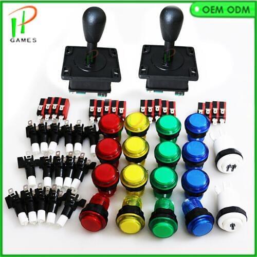16 pcs 12V illuminated led push button + 2 pcs Happ style Joystick 1 & 2 player start button for JAMMA MAME Arcade DIY