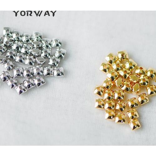 20pcs/Lot Gold/ Silver Cube Spacer Beads 4mm, Real Gold/ Rhodium Plated Brass Square Coin Spacers (GB-203)
