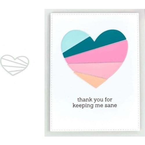 2021 New Arrival Striped Love Heart Metal Cutting Dies Scrapbooking Craft Die Cut Stencil Card Make Mould Sheet Decor Template