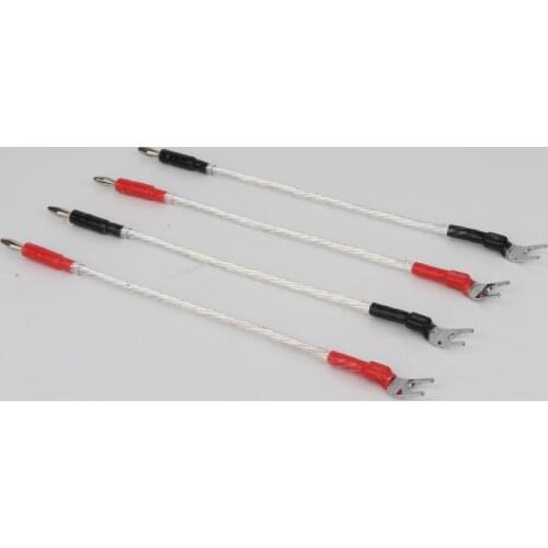 4 PCS Hifi OFC Silver Plated Jump Cable Hi-end Speaker Cable Banana Plugs to Banana plug Audio Cable HIFI
