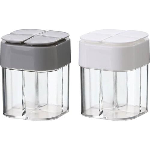 4 in 1 Transparent Spice Jar Set Salt and Pepper Seasoning Bottle Colorful Lid Kitchen Condiment Cruet Storage Container