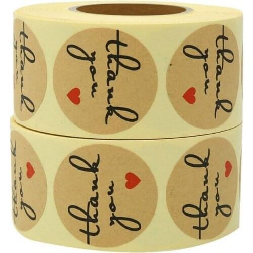50-500pcs Kraft Round Thank You Stickers Seal Labels Brown Cute Stickers Scrapbooking For Package Stationery Sticker
