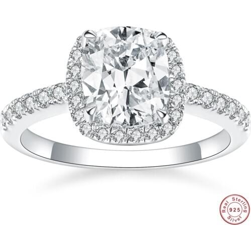 925 Sterling Silver Ring 2.3ct Classic Cushion Cut Diamond Jewelry Moissanite Ring Engagement Ring For Women
