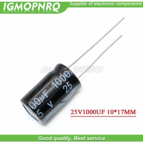 10PCS 25V1000UF 10*17mm 1000UF 25V 17*10 Aluminum electrolytic capacitor
