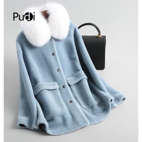 Aorice A19020 Lady 100% Wool Fur Coat Jacket With Real Fox Fur Hood Over Size Parka Women Winter Warm Genuine Fur Coat