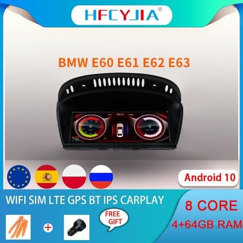 8 Core Android 10 System Car Multimedia Screen For BMW E60 E61 E62 E90 E91 E92 2005-2012 RAM WIFI 4G BT Carplay GPS Navi Stereo