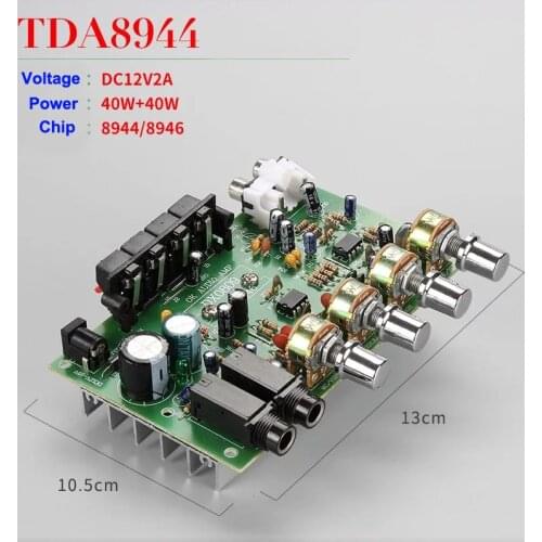 40W+40W TDA8944 Stereo Audio Amplifier Board Digital microphone amplifier Car amp Tone Control Speaker karaoke amplifier