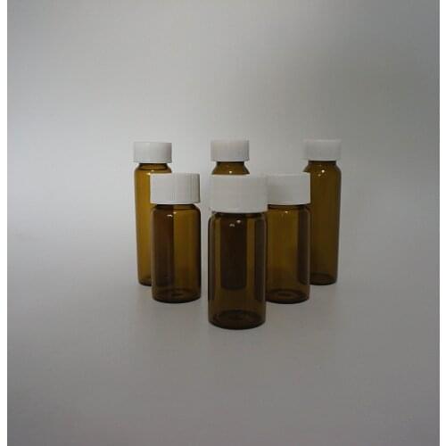 Free shipping 3ml to 50ml Brown Glass sample bottles with white plastic screw cap, essential oil bottle for lab use