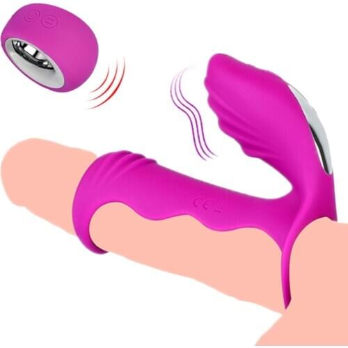 Sex Wireless Remote Penis Extender Cock Ring Clitoris Stimulator Vibrating Chastity Cage Enlargement Masturbator Sex Toy For Men