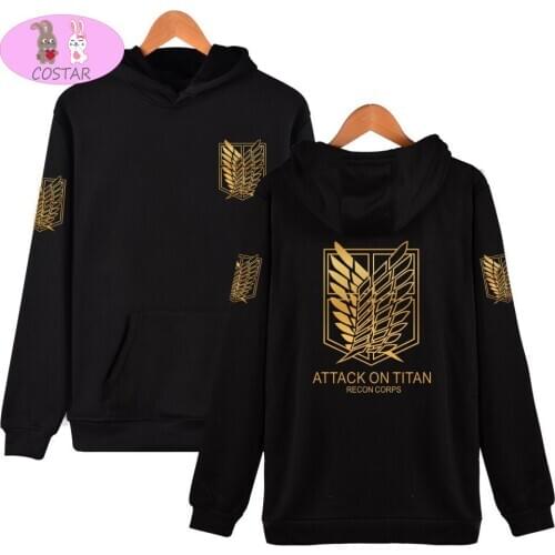 COSTAR Hot Anime Attack On Titan Scout Regiment Logo Printed Fashion Hoodies Pullover Hooded Harajuku Sweatershirts