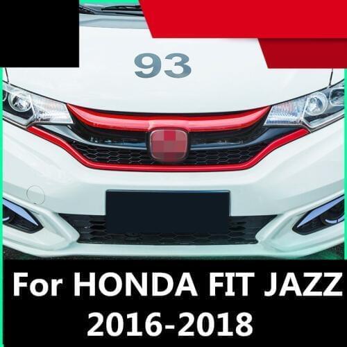 For HONDA FIT JAZZ 2016-2018 Bumper Air-inlet Grille Trims Front Grille Strip Center Racing Cover decoration Auto Accessories