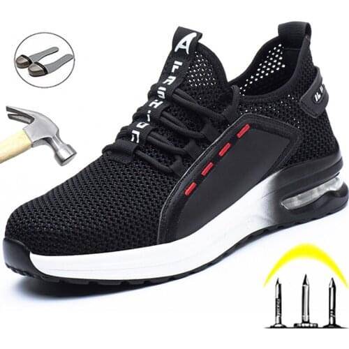 Breathable Men Work Safety Shoes Steel Toe Indestructible Shoes Anti-piercing Work Boots Lightweight Mens Safety Shoes Work Boo