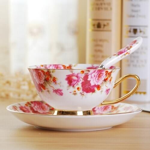 European Bone china coffee set Top Grade Porcelain coffee cup and saucer Luxury Gifts Pearl glaze