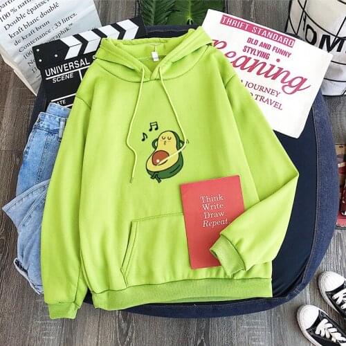 Candy-colored Hoodie Sweatshirt Printed Avocado Hoodie Winter Tops for Women 2020 Fall Winter Oversized Hoodies