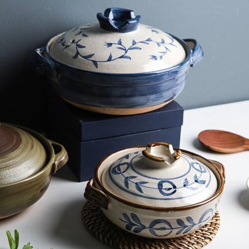 Japanese Style Cooking Casserole Dish With Lid Heat Resistant Ceramic Casseroles Milk Pan Bibimbap Casserole Home Products DH50S