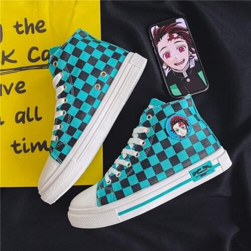 ADMAR Women Anime Shoes Men Vulcanized Cosplay Comic Sneakers High Top Skateboard Shoes Men Canvas Tennis Shoes Demon Slayer