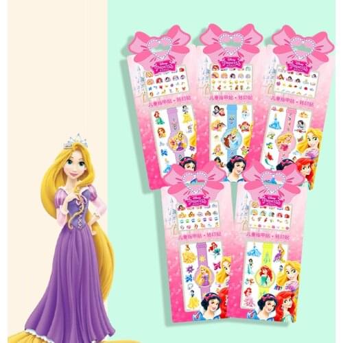 Cartoon Disney Snow White Rapunzel Ariel Princess Nail Stickers Makeup Toys Girls Waterproof Tattoo Stickers Nail Decor Gift