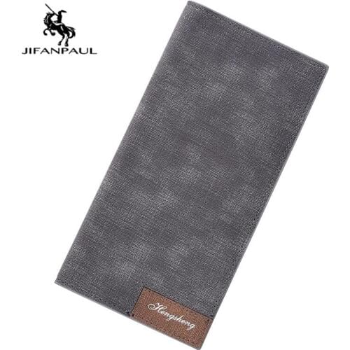 JIFANPAUL 2020 New Mens long wallet buckle bag ultra-thin youth mens matte leather wallet multifunctional soft face wallet