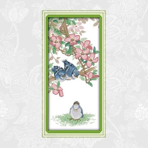 Joy sunday The blue bird Cross Stitch Kits Printed on Fabric 11CT 14CT Aida Canvas DMC Chinese Cross-stitch Embroidery Sets
