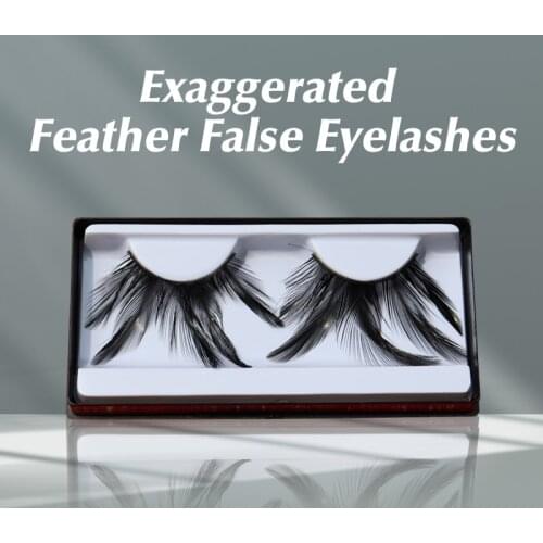 TAOLING Black Feather False Eyelashes Extension Makeup Eye Lashes Halloween Xmas Show Masquerade Exaggerated Lashes