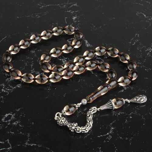 Natural Fiery Amber 925 Silver Tassel 33 Beads For Prayer Tasbih Rosary Men Women Meditation Jewelry From Turkey