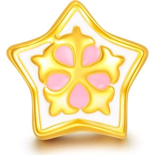 New 24K Yellow Gold Bracelet 3D 999 Gold Star Bracelet Women Bracelet