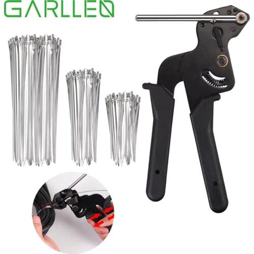 GARLLEN Stainless Steel Cable Tie Gun+200pc 4.6*150/200/300mm Stainless Steel Cable Ties for Automotive Parts Computer Repairing