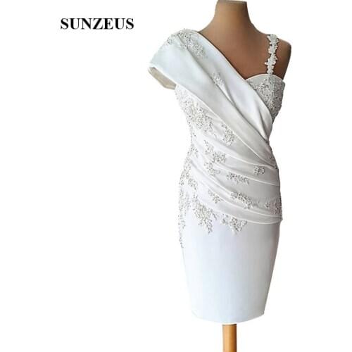 Sheath Ivory Wedding Guest Dress With Appliques Beads Mother Of The Bride Dresses Knee Length Women Party Gowns