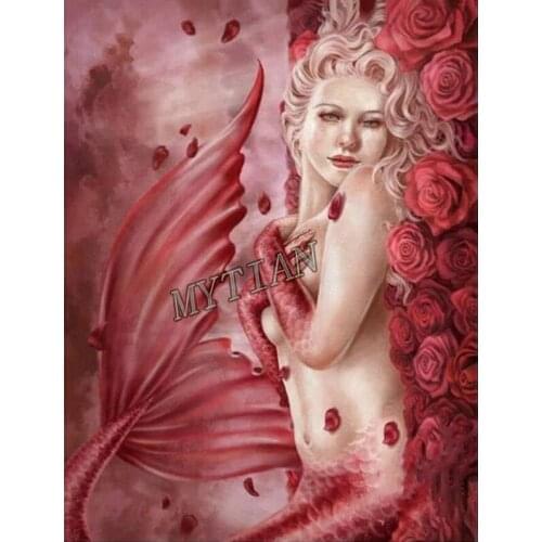 Full square/round 5D DIY diamond painting red rose sexy Mermaid Embroidery Pattern Cross stitch kit mosaic home decor wall arts