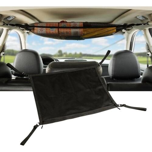 Car Ceiling Storage Net Pocket Roof Interior Cargo Net Bag Portable Elastic Multifunction Stowing Tidying Travel Accessories Net