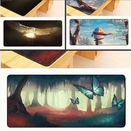 Mairuign Animal Owl Butterfly Bird Rubber Mouse Pad Mats Computer Gaming Gamer for Large Size Table Mat Overlock 900*400*2mm