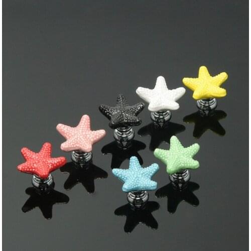 Ceramic Handle Cabinet Drawer Black and White New Cartoon Starfish European Furniture Cabinet Door Handle Manual Cabinet Pulls